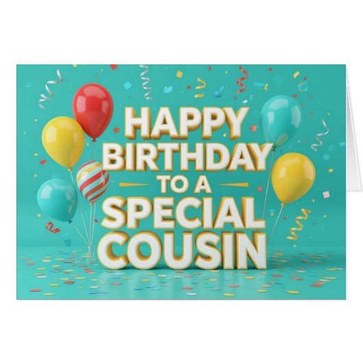 Ballons d'anniversaire et carte Confetti pour Cous (Devant horizontal)