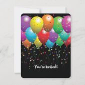 Ballons d'anniversaire et confetti Invitation du p (Devant)