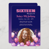 Ballons d'anniversaire Invitation photo (Devant / Derrière)