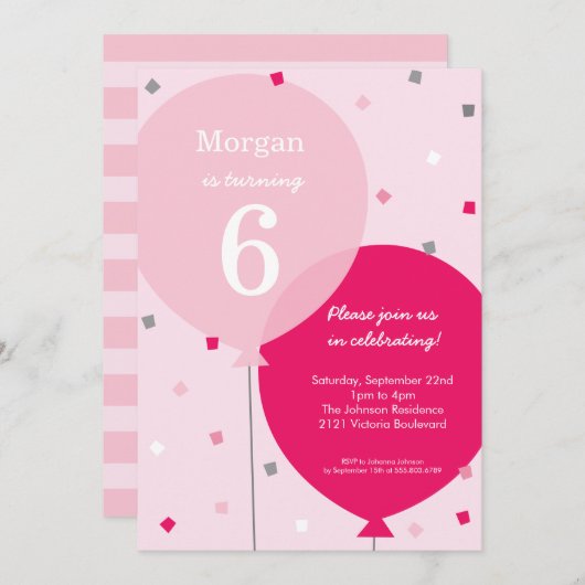 Ballons d'anniversaire Invitations d'anniversaire (Devant / Derrière)