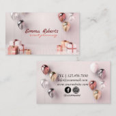 Ballons d'argent blanc Carte de visite moderne (Devant / Derrière)