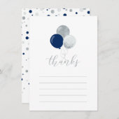 Ballons d'argent et de marine | Carte de note Merc (Devant / Derrière)