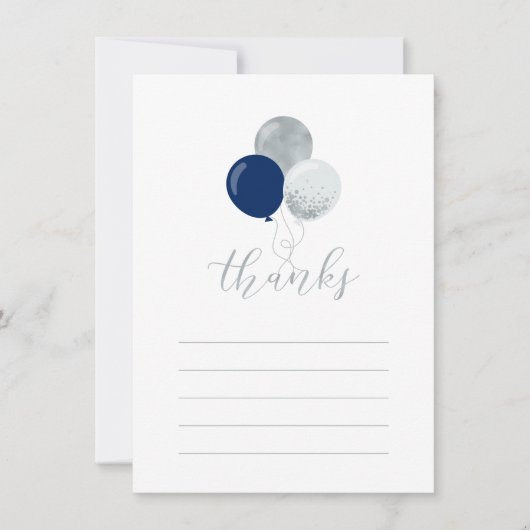 Ballons d'argent et de marine | Carte de note Merc (Devant)