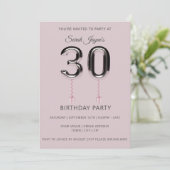 Ballons d'argent rose 30e anniversaire Invitation  (Debout devant)