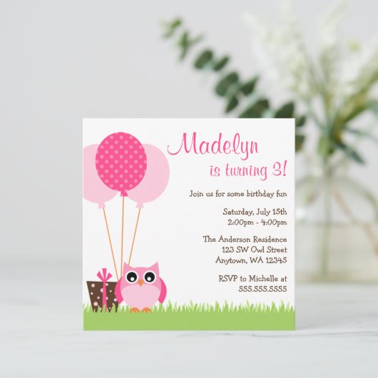 Ballons de choux roses cuits Invitations d'anniver (Debout devant)