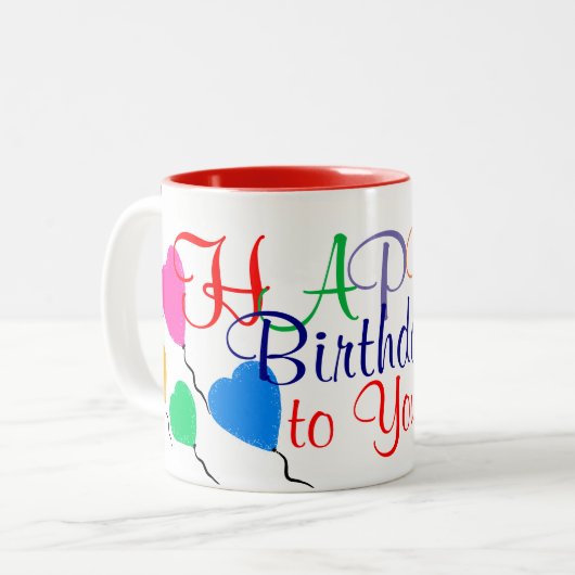 Ballons de coeur d'anniversaire Mug coloré (Devant gauche)