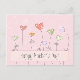 Ballons de coeur doux joyeuse mère jour carte post