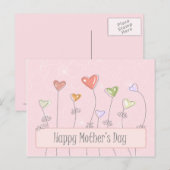 Ballons de coeur doux joyeuse mère jour carte post (Devant / Derrière)