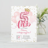 Ballons de Couronne rose et or Invitation 5e anniv (Debout devant)