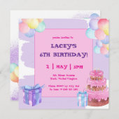 Ballons de fête doux Invitation Anniversaire (Devant / Derrière)