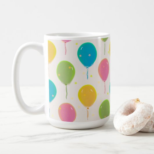 Ballons de fête sur une Mug (Avec donut)