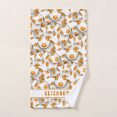 ballons de football orange nom de l'athlète motif (Serviette à main)