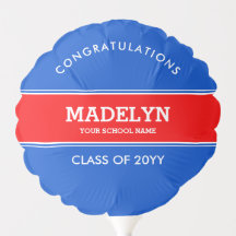 Ballons de graduation bleu et rouge personnalisés