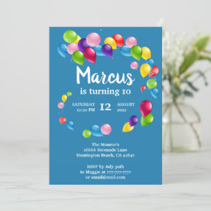 Ballons de haut et de loin Invitation de fête d'an