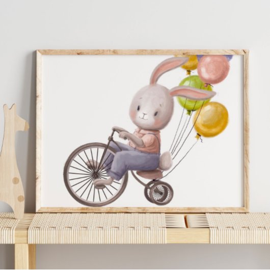 Ballons de lapin aquarelle adorable | Impression m