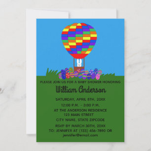 Ballons de lapin de baby shower no 2 Carte d'invit