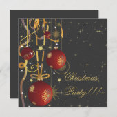 Ballons De Noël Et Rubans Gris Fête Invitation (Devant / Derrière)