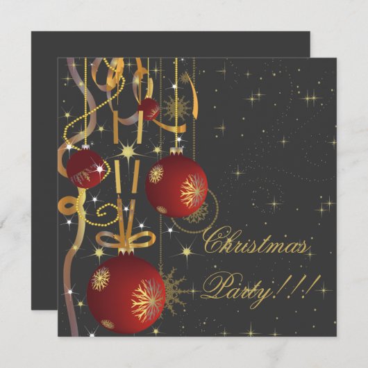 Ballons De Noël Et Rubans Gris Fête Invitation (Devant / Derrière)