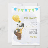 ballons de panda baby shower invitation (Devant)