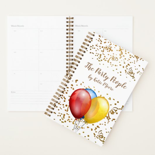 Ballons De Planificateur De Fête Et Confetti D'Or (Devant avec enveloppe)