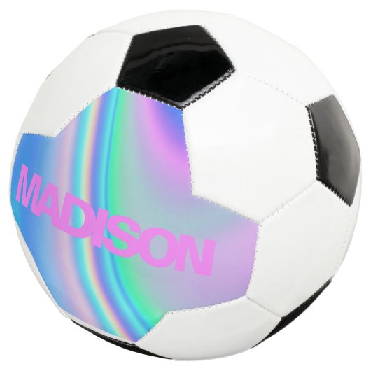 Ballons de soccer personnalisés Nom Holographique  (3/4)