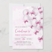 Ballons de vaches roses Invitation Anniversaire (Devant)