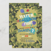 Ballons d'eau Vol Camo Anniversaire Invitation (Devant / Derrière)