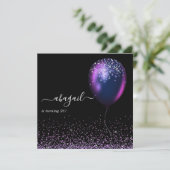 Ballons d'Iridescente foncée Invitation de fête d' (Debout devant)