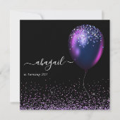 Ballons d'Iridescente foncée Invitation de fête d' (Devant)