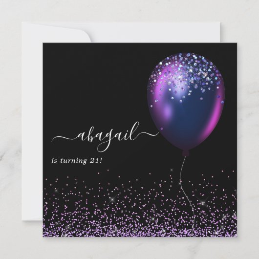 Ballons d'Iridescente foncée Invitation de fête d' (Devant)