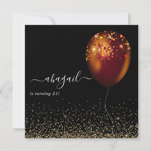 Ballons d'Iridescente foncée Invitation de fête d' (Devant)