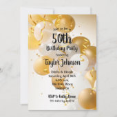 Ballons d'or blanc Invitations de fête d'anniversa (Devant)