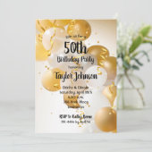 Ballons d'or blanc Invitations de fête d'anniversa (Debout devant)