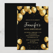 Ballons d'or noir invitations à 98e anniversaire (Devant / Derrière)