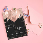 Ballons d'or noir rose d'anniversaire carte de rem