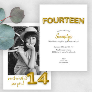 Ballons d'or Quatorzième anniversaire Invitation p