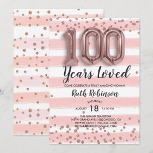 Ballons d'or rose Invitation du 100e anniversair