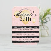 Ballons d'or rose noire en bande Invitation Annive (Debout devant)