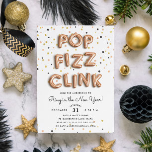 Ballons d'or rose Nouvel An Sove Party Invitation