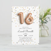 Ballons d'or rose | Sweet 16 Party Invitation (Debout devant)