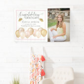 Ballons d'or rose Une photo Bannière de graduation (En situation)