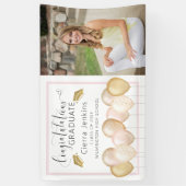 Ballons d'or rose Une photo Bannière de graduation (Vertical)