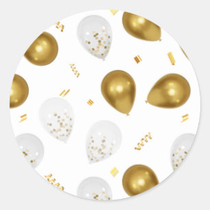 Ballons dorés Luxe et autocollants de confettis