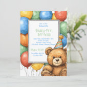 Ballons d'ours en peluche 1er Invitation d'anniver (Debout devant)