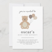 Ballons d'ours première invitation anniversaire (Devant)