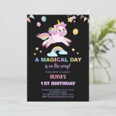 Ballons drapeaux Unicornes Invitations d'anniversa (Debout devant)