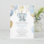 Ballons éléphants Aquarelle Baptême Invitation (Debout devant)