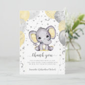 Ballons Eléphants Baby shower Jaune Merci (Debout devant)