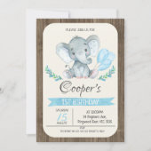 Ballons éléphants Invitation d'anniversaire (Devant)