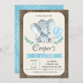 Ballons éléphants Invitation d'anniversaire (Devant / Derrière)